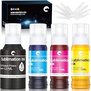 Hiipoo Sublimation Ink for EcoTank Supertank Inkjet Printer ET-2400 ET-2720 ET-2760 ET-2800 ET-2803 ET-2830 ET-4800 ET-3760 ET-2850 ET-7720 ET-15000 /Upgrade Version/Offer Free ICC Printing